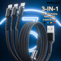 3 In 1 Fast Charging Cable Mobile Gadgets Type C /Micro USB Cable 2.4A Multi Port.