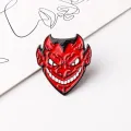 Hell Demon Metal Enamel Brooch Red Devil Grim Reaper Badge Pin Gothic Trendy Clothing Backpack Jewelry Accessories Gift Friends. 