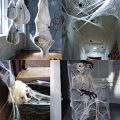 MA Halloween Decorations Cotton Spider Web Stretchy Spider Webs With Spider-white. 