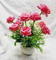 Orchid and Rose Flower tub with vase Flower Vase with Artificial Flower for Tabletop Living Room Outdoor for Gift & Decoration. 
