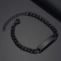 Stainless Steel Engrave Name Bracelet For Men Personalized Nameplate Date DIY Bracelets For Male Boy Jewelry Birthday Gift. 