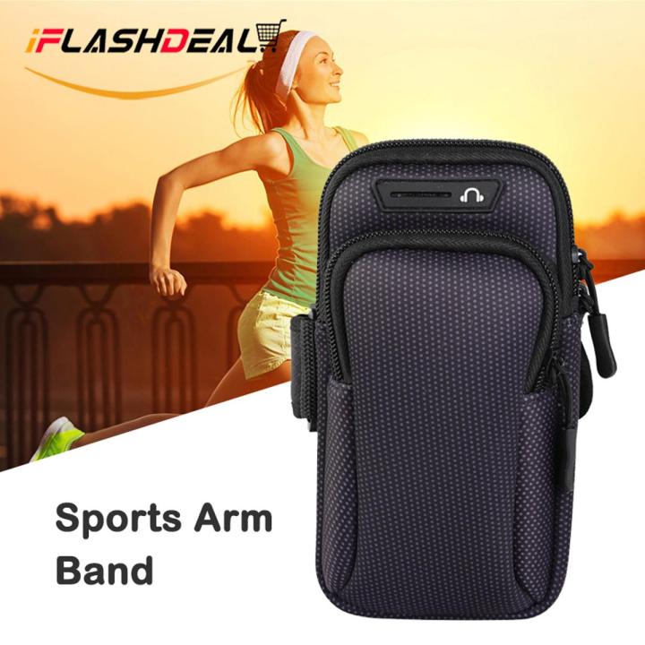 Sports Arm Band Waterproof Phone Arm Bag Nylon Phone Holder Bag  with Zipper Pouch for Android iPhone Exercise Running Workout (black)