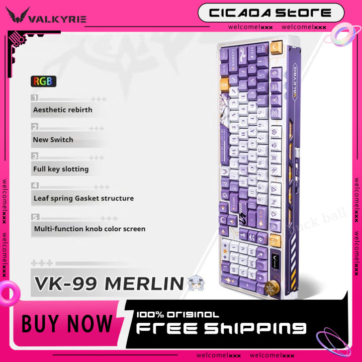 Valkyrie Vk99 Gaming Keyboards 3 Modes Gamer Keyboards 98% Wireless Bluetooth Keyboards Hot Swap Rgb Anime Mechanical Keyboards