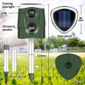 Solar/USB Animal Repeller Ultrasonic Repellent With 360° Infrared Motion Sensor.