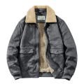 Autumn Winter Suede Jacket Fleece Men Luxury Fur Collar Leather Jacket Coat Male Thicken Warm Bomber Jacket Windbreaker Parkas. 
