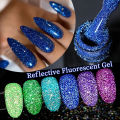 UR SUGAR 7.5ml Reflective Glitter Gel Polish Neon Color Sparkling Glowing in Dark Gel Semi Permanent UV French Nail Art Manicure.