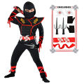 Ninja Costume Deluxe Black Kids Ninja Costume with Plastic Accessories Halloween Cosplay Ninja Outfit for Boys Girls.