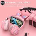 Cute Cartoon Rabbit Ear Wireless headphones with Microphone Stereo Music Bluetooth Earphones with LED Light Game Headset fone. 