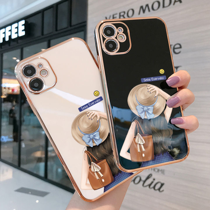 Jizetin%20(Free%20Lanyard)%20for%20OPPO%20A16%20Back%20Cover%20Girl%20In%20Hat%20Luxury%206D%20Plating%20Case%20Side%20Pattern%20Soft%20Silicone%20Square%20Mobile%20Phone%20Cases%20-%20Image%203