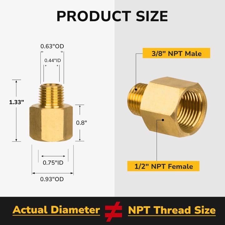 Raccord Laiton 1/8" NPT Mâle X M14 X 1.5 Femelle - Réducteur Pour Manomètre - Neuf