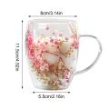 Dry Flowers Double Wall Glass Cup With Handle 350ml Double Layered Mugs Coffee Cups Heat Resistant Milk Mug Kitchen Supplies. 