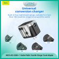 HOCO AC5 2USB + 1 Socket Public Transfer Charger Travel Adapter - Black. 