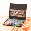 Deli 6521 Premium Water Color Pencil With Iron Box 24 Color. 