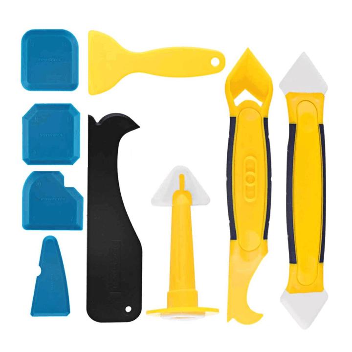 KOGEEK 9 PCS Caulk Remover Tool Kit Silicone Caulking Tool with Different Scrapers & Caulk Tip Applicator Sealant Finishing Tools for Kitchen Bathroom Sink Window Ceramic Tile Floor