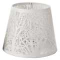 Small Lamp Shade Clip on Bulb,Barrel Metal Lampshade with Pattern of Trees for Table Chandelier Wall Lamp White. 