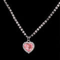 Pink Heart Pendant Necklace for Women Lovers Rhinestone Clavicle Chain Choker Female Cute Crystal Moonstone Jewelry Gifts. 