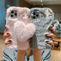 Luxury Plush Rabbit Fur Phone Case For Google Pixel 6 Pro 6A 7 7A 8 Shiny Diamond Lens Frame TPU Back Cover Fundas. 