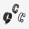 3 Pcs Gold/Silver Color Exclusive Design Finger Rings Set for Men and Women, Mixed Sizes, Metal, Geometric Style. 