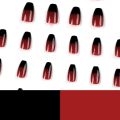 【The Edge of Beauty】SUMMER 24 pcs ZC Armor Red Nail Art Black French Nail Removable Nail Nail Nail Full Sticker Press On Nails. 