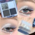 4-Color Glitter Blue Eyeshadow Palette Matte Fine Flash Acrylic Eye Shadows Palette Long Lasting Waterproof Eye Makeup Cosmetics. 