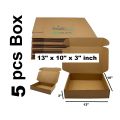 5 pcs Die Cut Box (Brown) 13 x 10 x 3 Inc Folding Type Courier Small Mini Mailer Packaging Shipping Box Boxes E-commerce Packaging Business Parcel Box 13" x 10"x 3" Gift Birthday Wedding Book Literature Product Small Carton 13x10x3 in box 13103 Packaging. 
