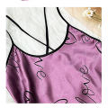 Scoop Neck Nightdress Fashionable Heart Print Criss Cross Back Sleep Dress Breathable Lightweight Women's Sleepwear for Home.