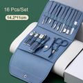 16PCS/Set Stainless Steel Nail Clippers Set With Folding Bag Manicure Cutter Kits Scissors Beauty Nail Tools. 