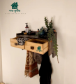 GOLDEN OAK Wall Shelf with Drawers & Key Holders WSDK 001.