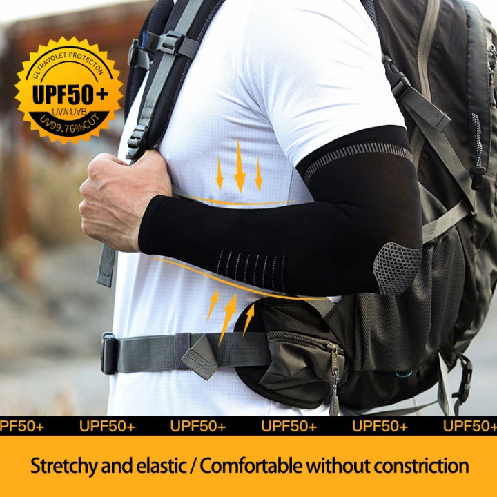 Ice Silk Sunscreen Premium Arm Sleeves UPF50+ Breathable Cooling Elastic Arm Guards for Cycling, Running & Outdoor Sports (Unisex) 1 Pair