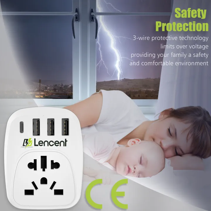 LENCENT%20World%20to%20UK%20Universal%20Travel%20Adapter%20EU/USA%20to%20UK%20Plug%20Adapter%20with%203%20USB%20and%201%20Type%20C%20Port%20European%20Euro%202%20Pin%20USA%20American%20China%20Australia%203%20Pin%20to%20British%203%20Pin%20Socket%20-%20Image%208