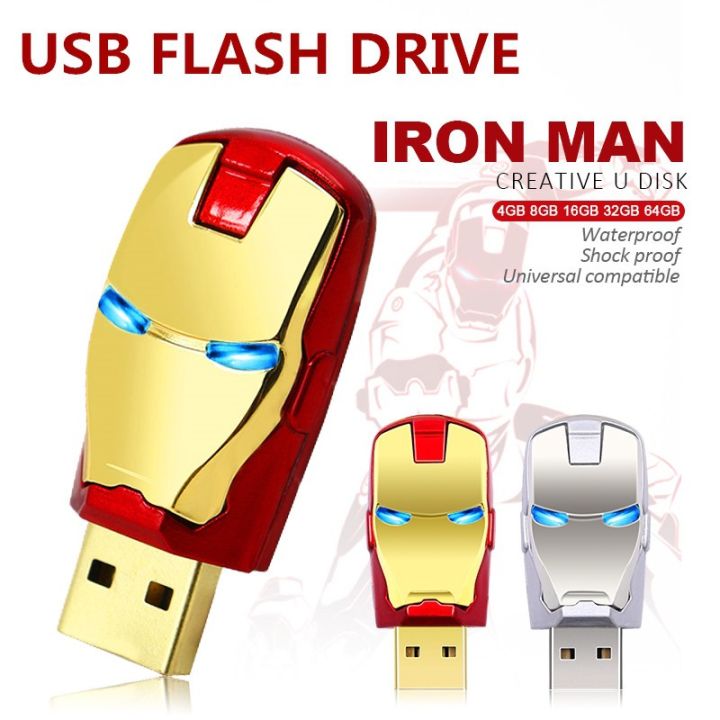 【Ready Stock+FREE Shipping+COD】 For Iron Man USB Flash Drive 128GB 64GB Pendrive U disk 1TB 512GB 256GB 128GB 64GB 32GB