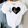 Tee Women Top Letter Love Heart 90s Clothes Lady Casual Short Sleeve Fashion Summer Tshirt Regular Female Graphic T-Shirt. 