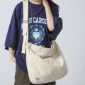 Women Casual Canvas School Crossbody Bags For Student Female Solid Color Large Capacity Tote Bag Trendy Cool Men Shoulder Bag.