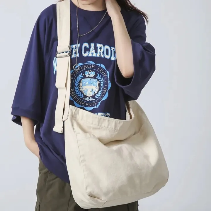 Women%20Casual%20Canvas%20School%20Crossbody%20Bags%20For%20Student%20Female%20Solid%20Color%20Large%20Capacity%20Tote%20Bag%20Trendy%20Cool%20Men%20Shoulder%20Bag%20-%20Image%204