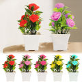 1/5Pcs Artificial Rose Flower Mini Bonsai Simulated Tree Pot Plants Office Table Ornament Living Room Home Garden Decor. 
