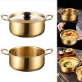Stainless Steel Korean Ramen Pot Home Double Ear With Lid Cooking Pot Thickened Noodles Milk Egg Soup Pot Kitchen Cookware. 