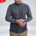 Mens Knit Cotton Mock Neck Long Sleeve Loose Fit Sweatshirt T-Shirt From Levin - T Shirt For Man.