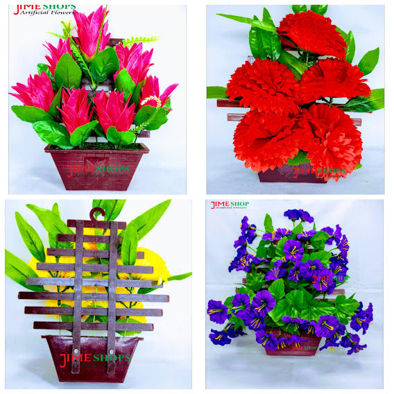 Artificial 5 Flower For Both Desk Or Hanging In Plastic Tob For Decoration