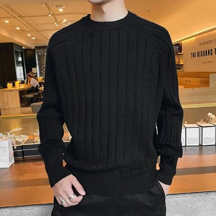 Fashion%20O-Neck%20Solid%20Color%20Knitted%20Casual%20Sweater%20Men's%20Clothing%202023%20Winter%20New%20All-match%20Pullovers%20Loose%20Korean%20Tops%20-%20Image%203