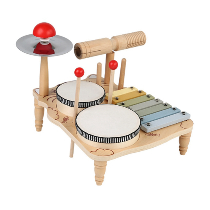 Kids Drum Set for Toddlers Wooden Early Education Beginner