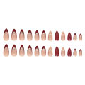 Glitter, burgundy, new year, bridal nail art, glitter, almond nail, European and American sweet, wearable nail art. 