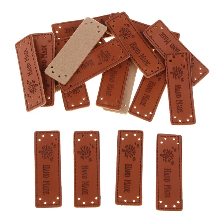 20pcs/Pack%20Leather%20Handmade%20Label%20Patches%20Tags%20DIY%20Sew%20Clothes%20Crafts%20-%20Image%202