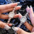 Inspired by ADSBIAOYE Women's Luxury Square Watch Fashion Rhineston Accented Bangle Watch and Bracelet Set.