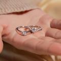 Crowning Love, Couple Rings, Four Prongs, 1 Carat Zircon Diamond Rings, Pair of Wedding Rings for Men and Women, Crown Open Pair Rings. 