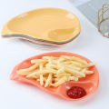 1/3/5Pcs Mango Shaped Dumpling Plate / Creative Divided PP Tray / Snack Dipping Sauce Platter /Seasoning Dish / Household Fruit Plates Kitchen Tableware.