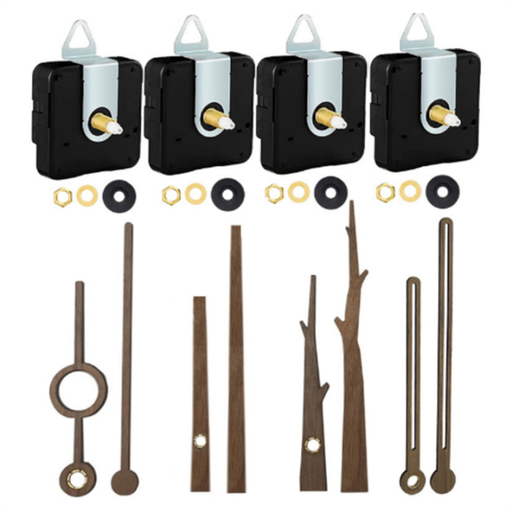 4Pcs Clock Movement Mechanism With Hooks And Walnut Different Hands Clock  Repair Parts Accessories DIY Clock