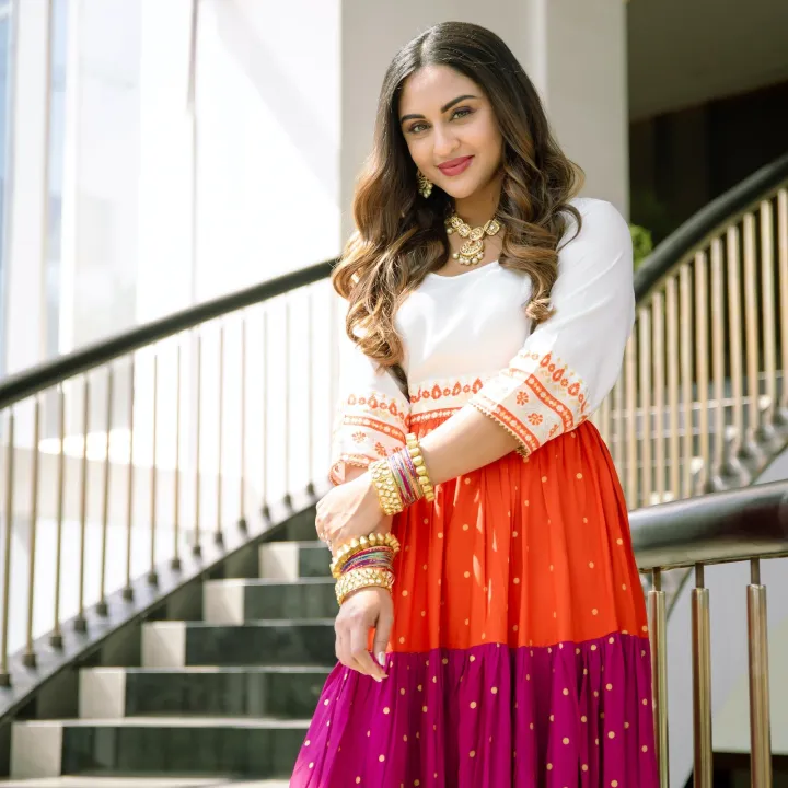 Off%20White%20Multicoloured%20Tiered%20Dress%20with%20Polka%20Prints%20&%20Gota%20Details%20k-183%20-%20Image%207