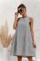 Cotton O-Neck Sleeveless Solid Midi Dress Stitching Large Swing Casual Loose Sundress Vestidos 2022 Summer Women Vest Dress.