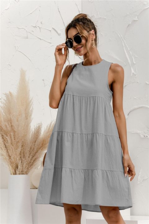 Cotton%20O-Neck%20Sleeveless%20Solid%20Midi%20Dress%20Stitching%20Large%20Swing%20Casual%20Loose%20Sundress%20Vestidos%202022%20Summer%20Women%20Vest%20Dress%20-%20Image%203