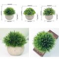 3 Pack Mini Artificial Plants Fake Green Grass Pot - multicolor. 